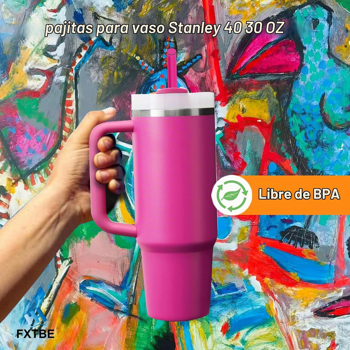 Paquete de 6 pajitas para Stanley Cup 40 onzas, color rosa | Popote...