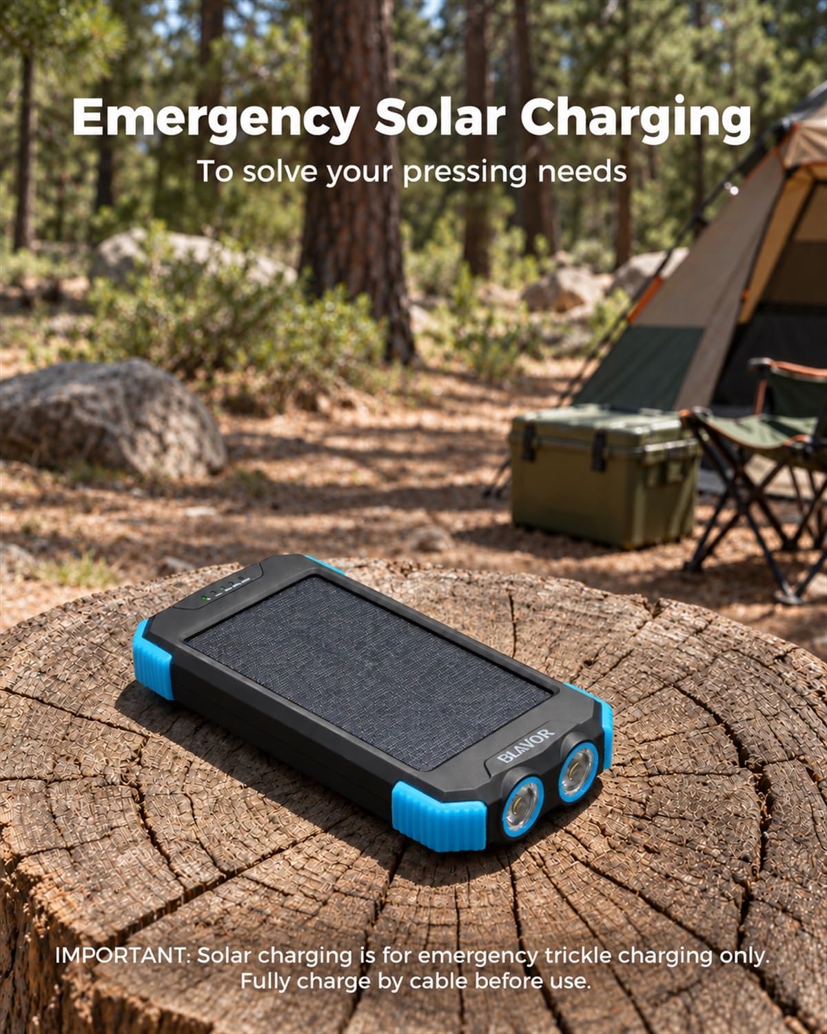 BLAVOR Solar Power Bank 10,000mAh Cargador inalámbrico portátil par...