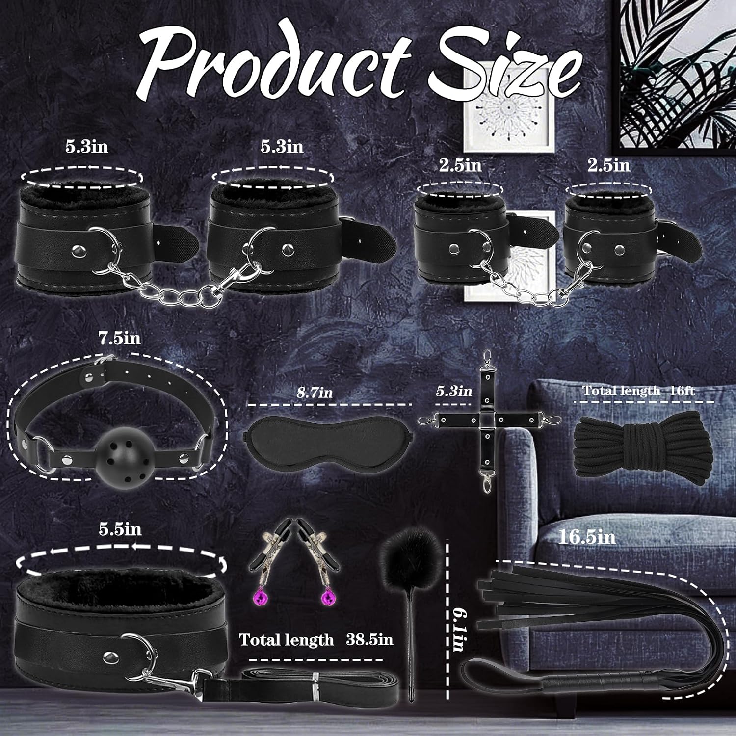 BDSM - Kit de bondage, juguetes sexuales, 10 piezas, juego de bonda...