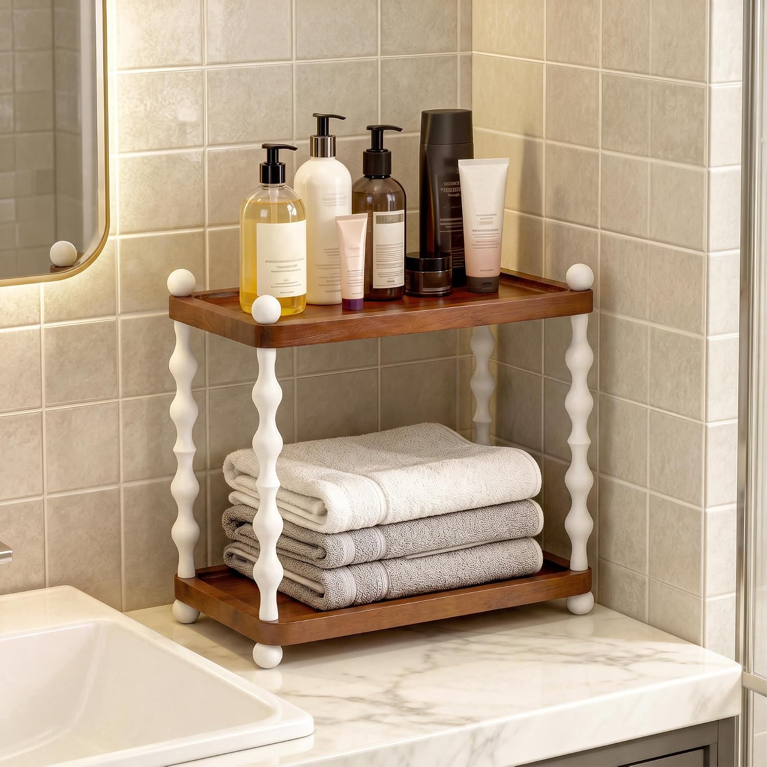 iFaveorr Organizador de mostrador de baño de 2 niveles, estante de...