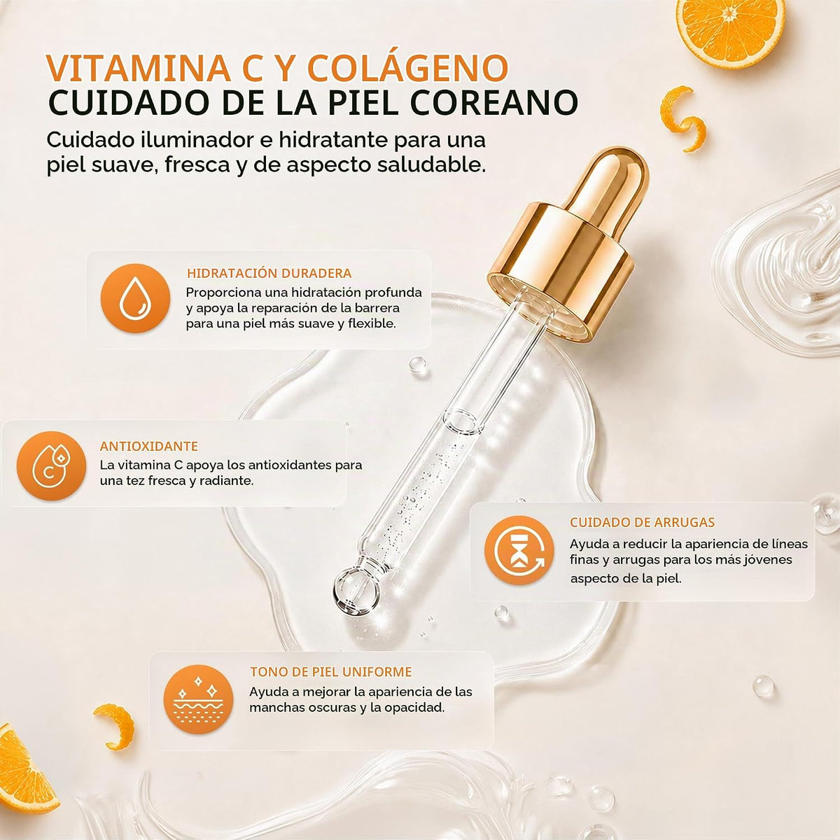 Clear Beauty Suero de vitamina C para la cara con colágeno, probado...