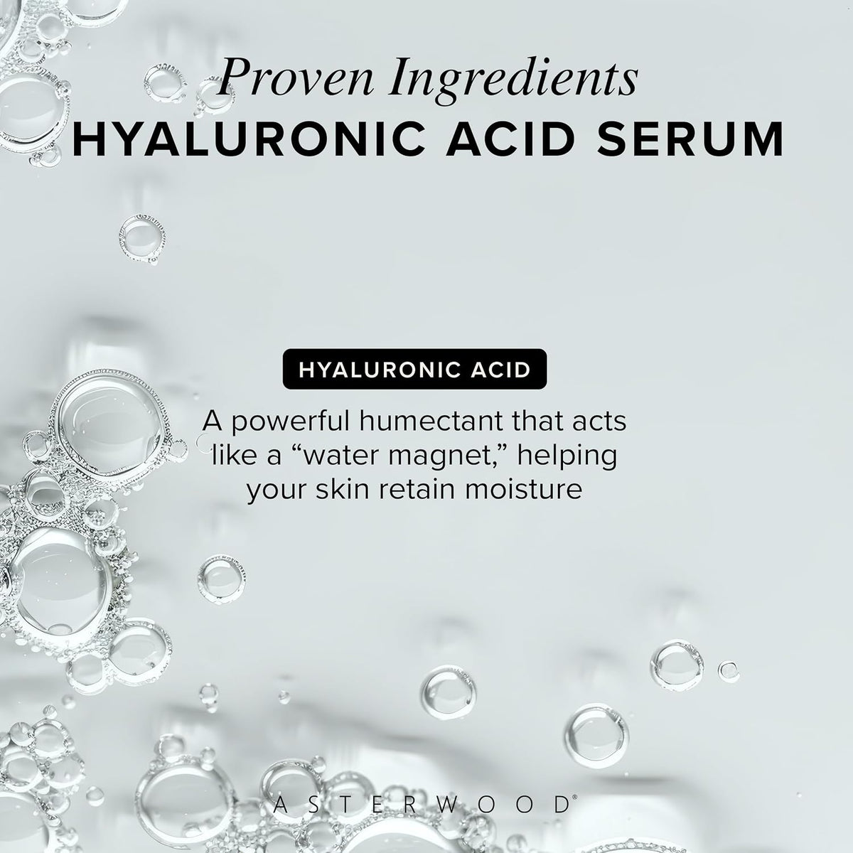 Suero de ácido hialurónico puro Asterwood para rostro, antienvejeci...