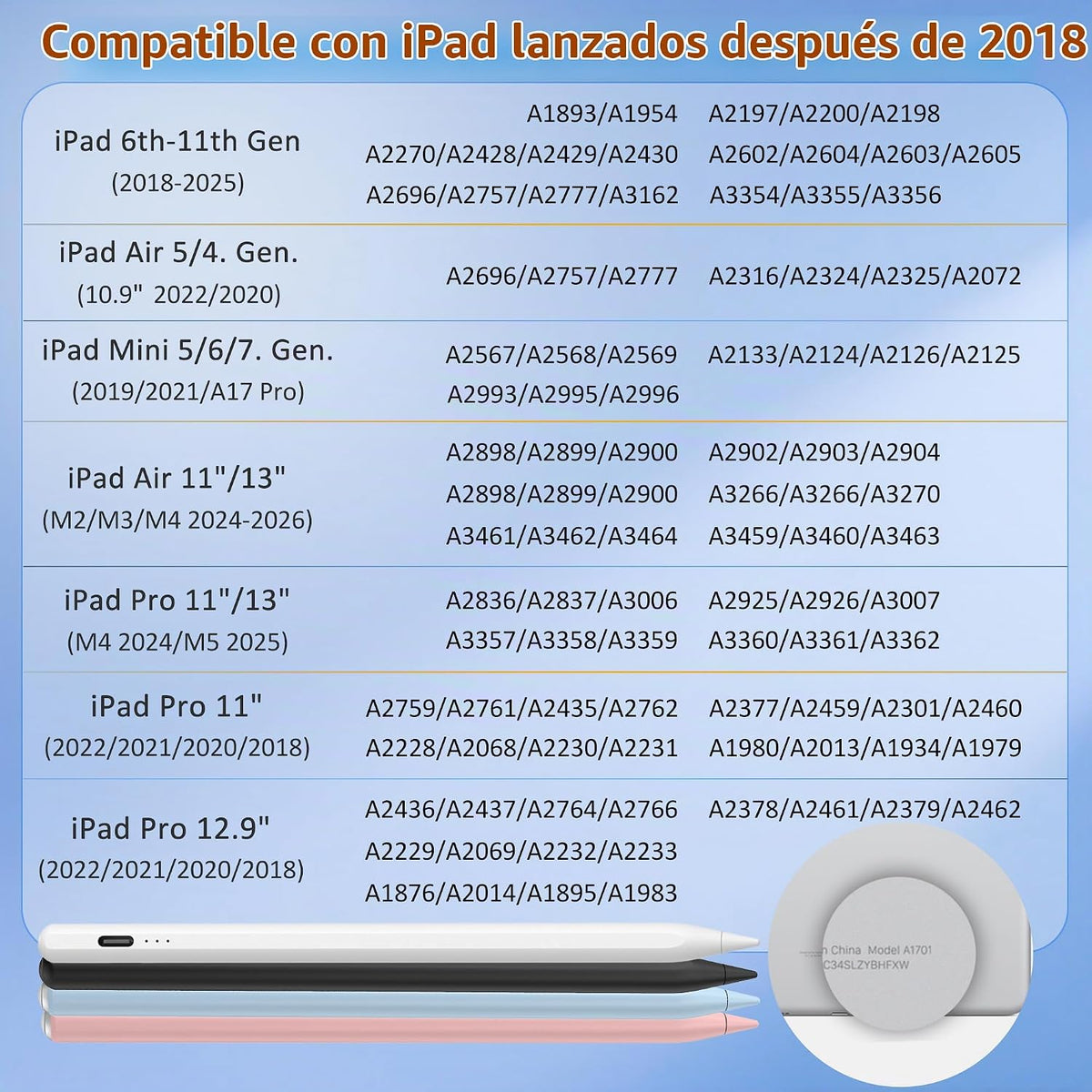Lápiz óptico para iPad 2026-2018, lápiz de carga rápida de 15 minut...