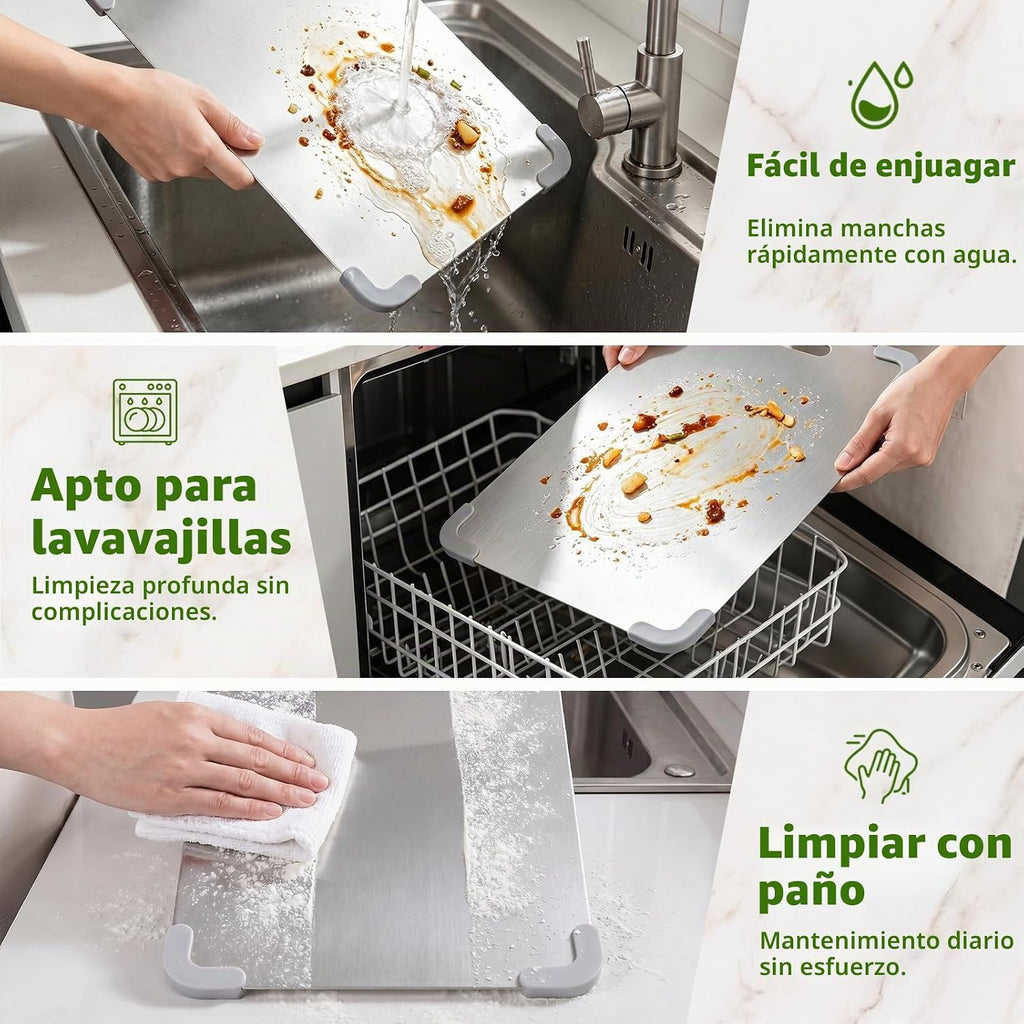 Juego de 3 tablas de cortar de acero inoxidable para cocina, juego...