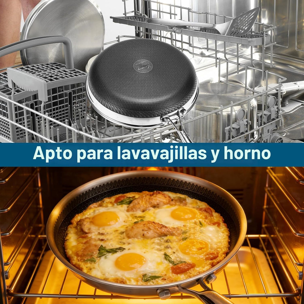Legacy Culinaryware - Sartén híbrida de acero inoxidable de tres ca...