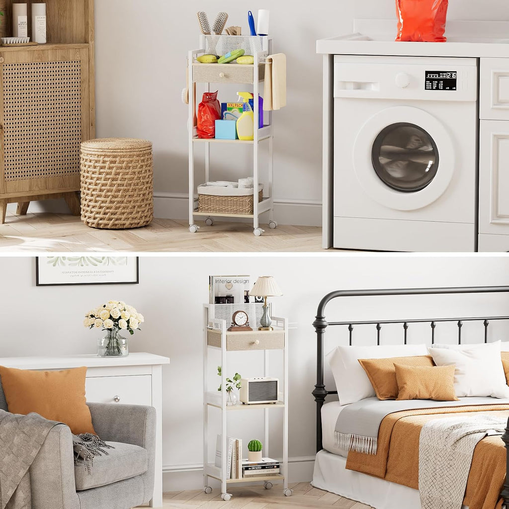 FURFUN Estante organizador de baño de 3 niveles con cajón, carrito...