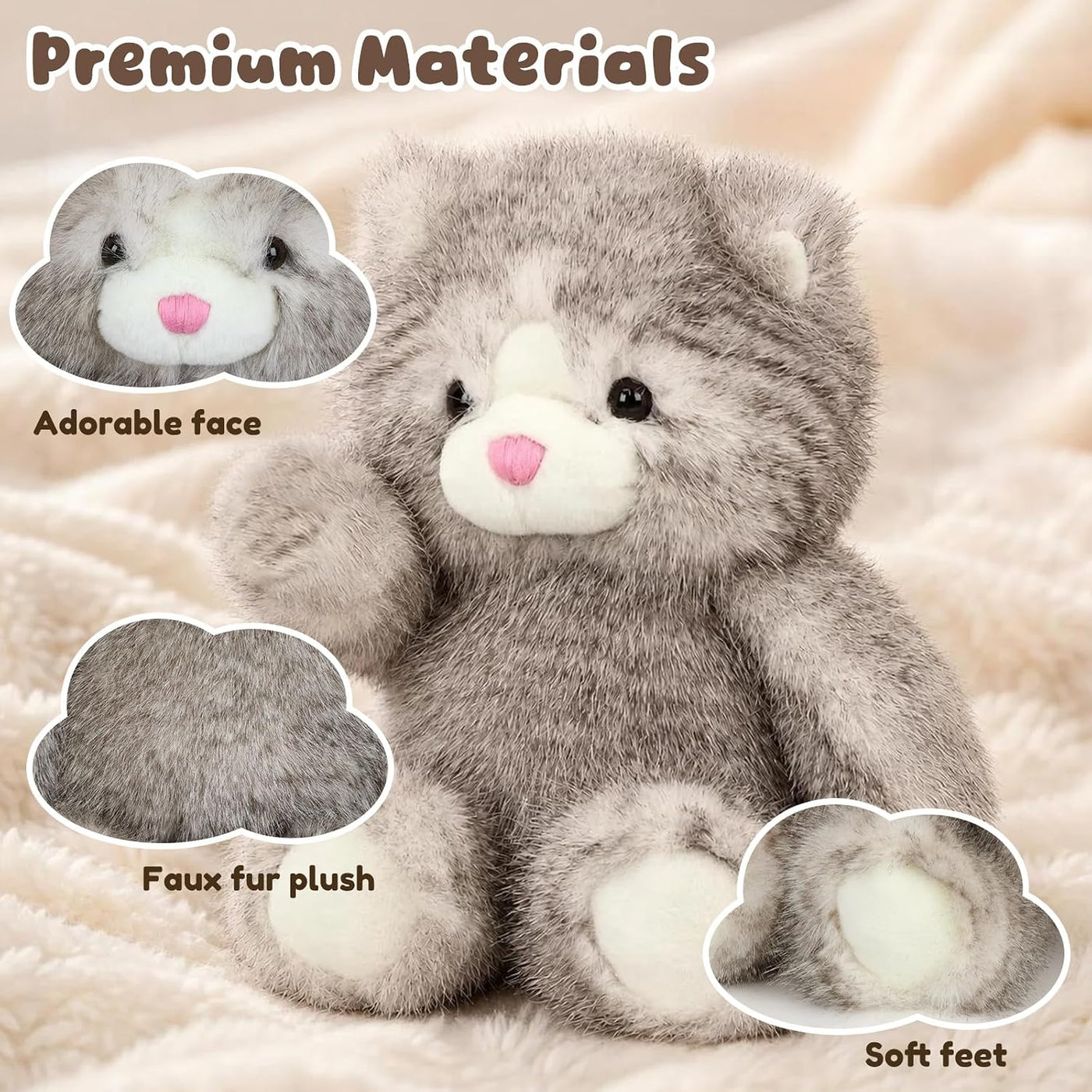 Cudhug Juguete interactivo de peluche de gato suave de 15.7 pulgada...