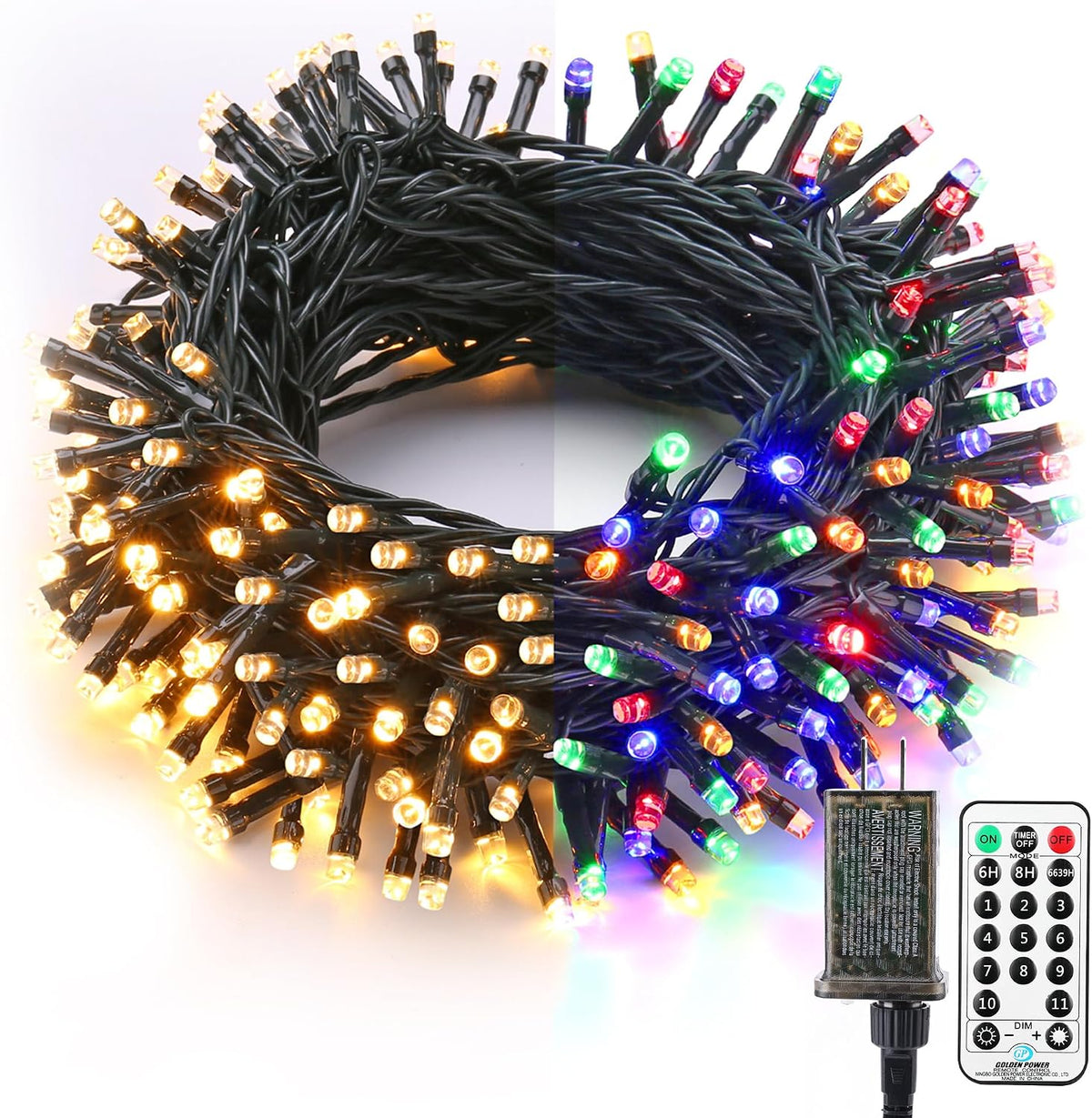 Brizled Luces de Navidad, 33 pies, 100 luces LED para árbol, cambio...