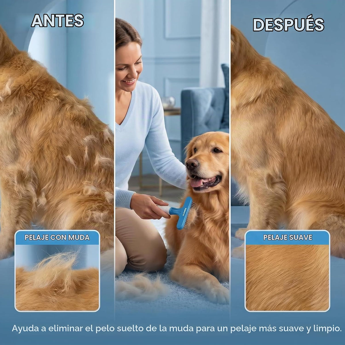 POODLIE Poodle - Rastrillo de aseo para perros | Herramienta de des...
