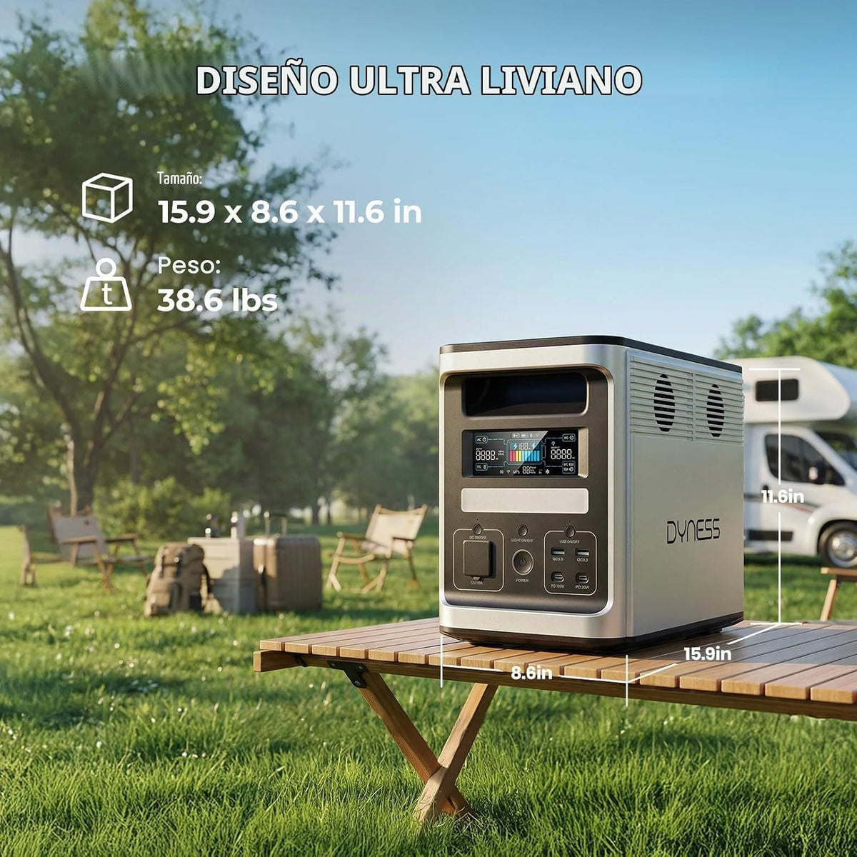 DYNESS LiFePO4 - Generador solar de 1536 Wh con panel solar plegabl...