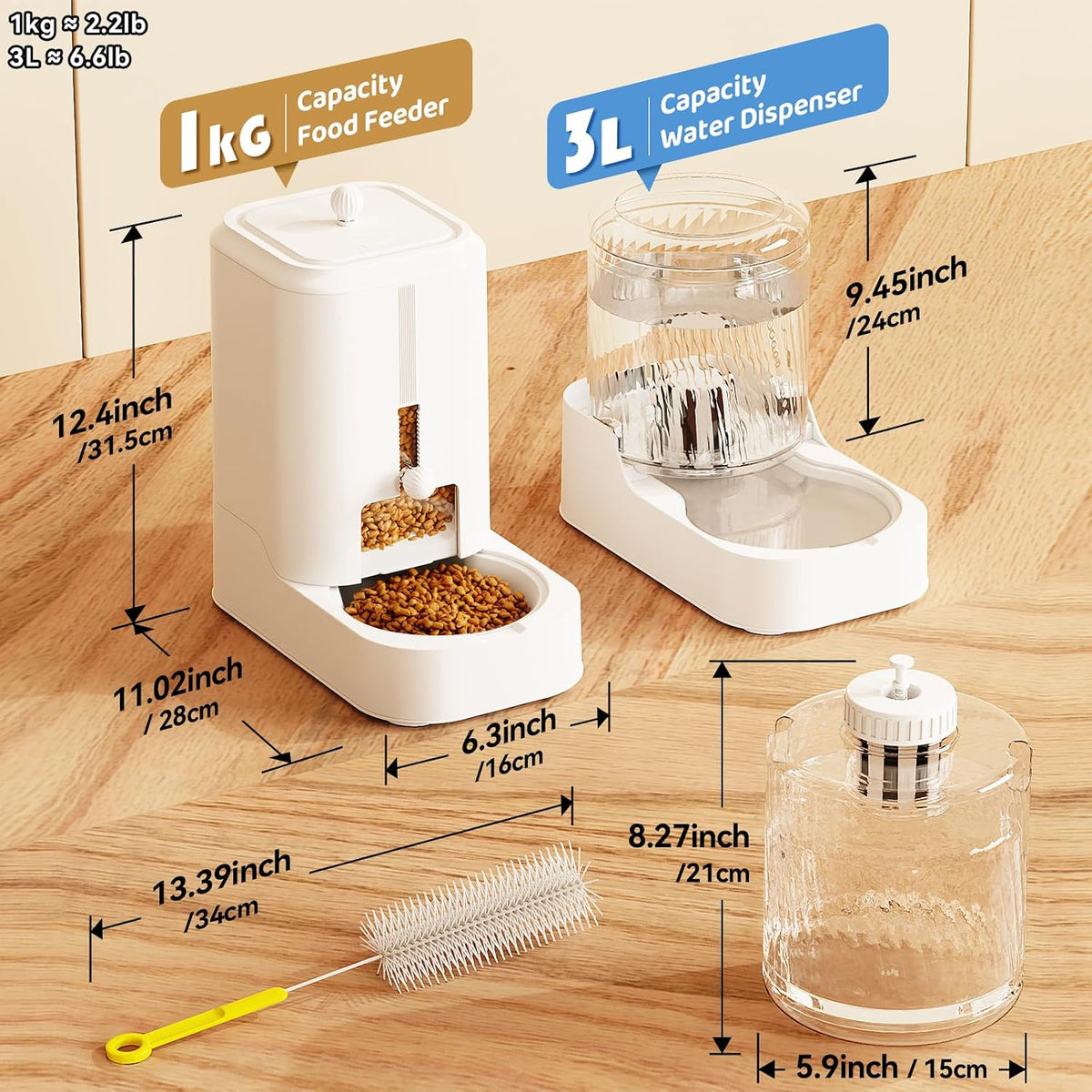 JUNSPOW Juego de alimentador automático para gatos y dispensador de...
