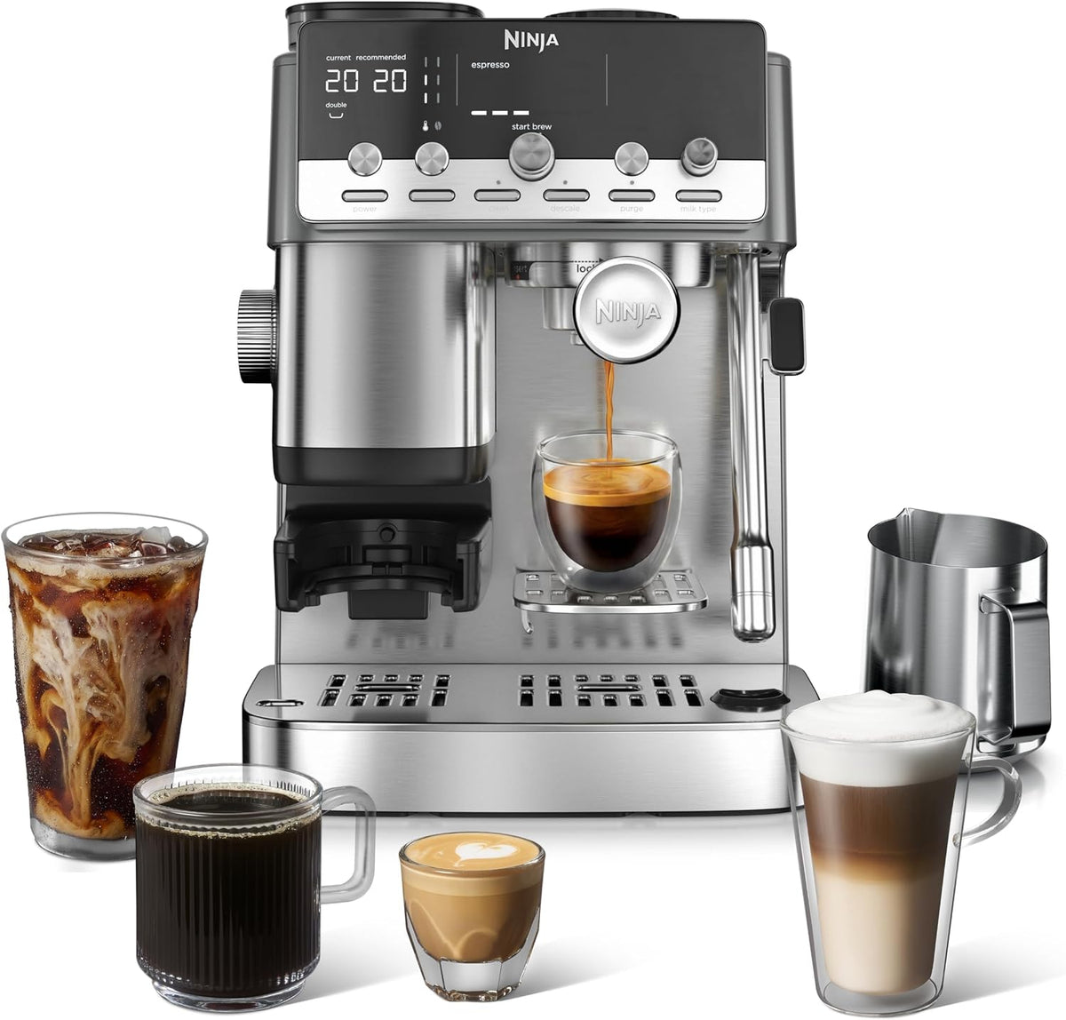 Ninja Luxe Café Mini Plus con AutoFroth, Espresso y Drip, Inoxidabl...