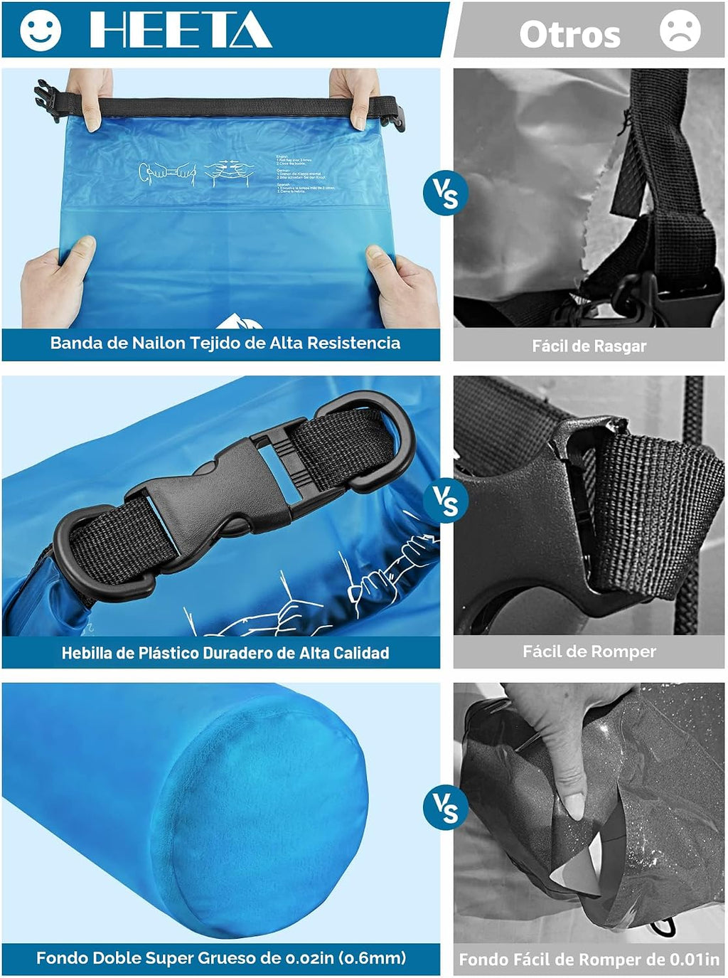 HEETA Bolsa Seca Impermeable para Mujeres y Hombres, 5L\/10L\/20L\/...
