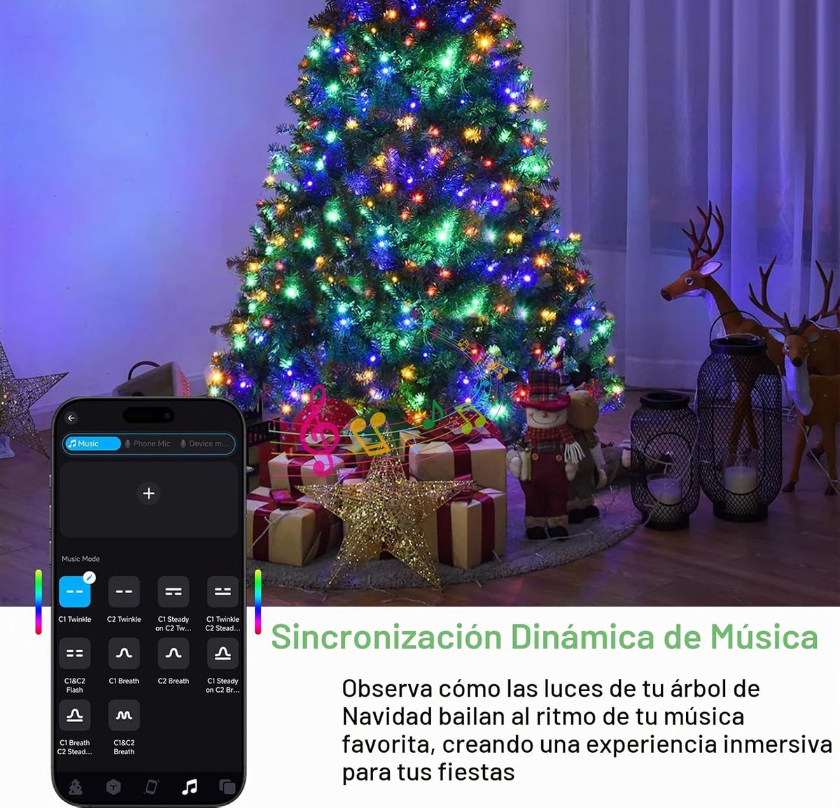 400 luces LED para árbol de Navidad, luces LED de Navidad con 17 mo...