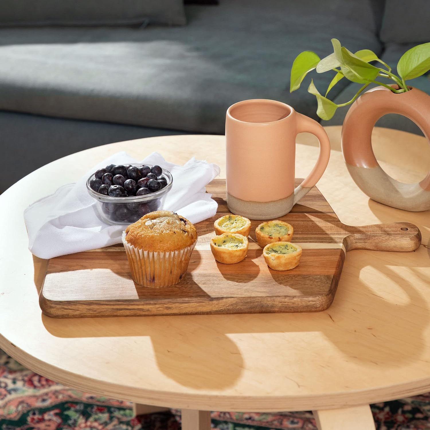 Tabla de cortar de madera de acacia y tabla de picar con mango para...