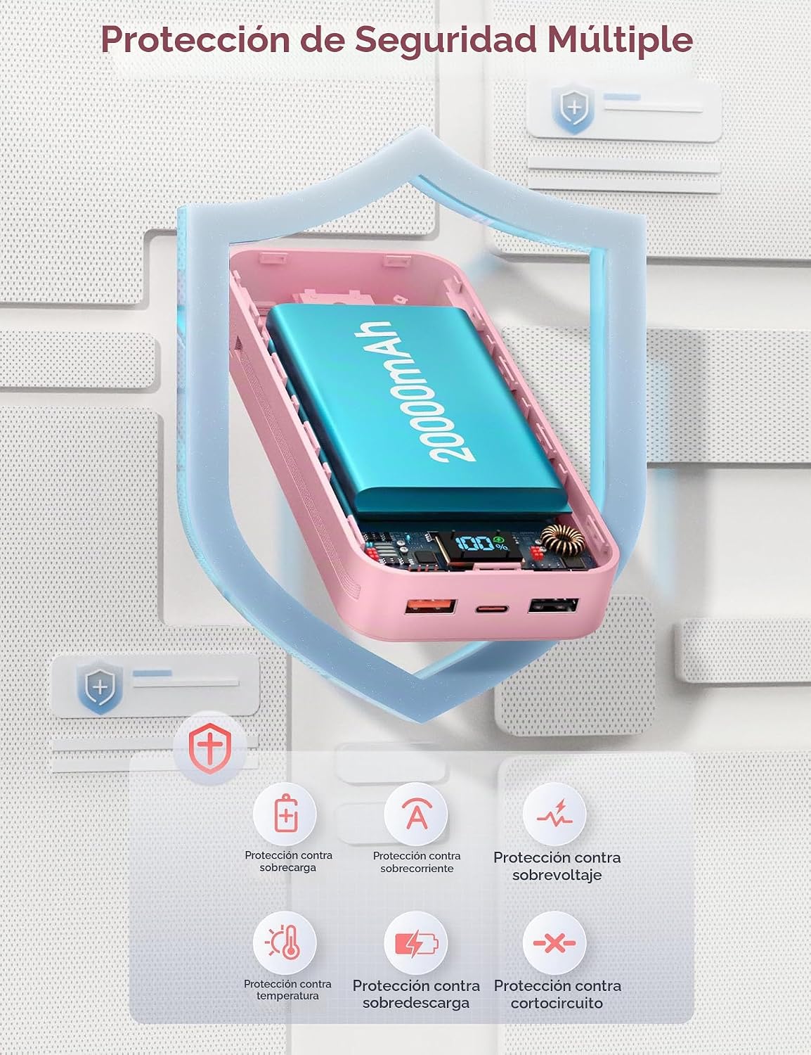 Nusyddy Cargador portátil 20000mAh de carga rápida w\/incorporado e...