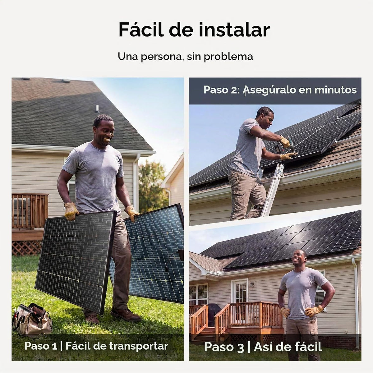 Panel solar bifacial JJN de 400 W, 2 módulos de 200 W, 23% de alta...