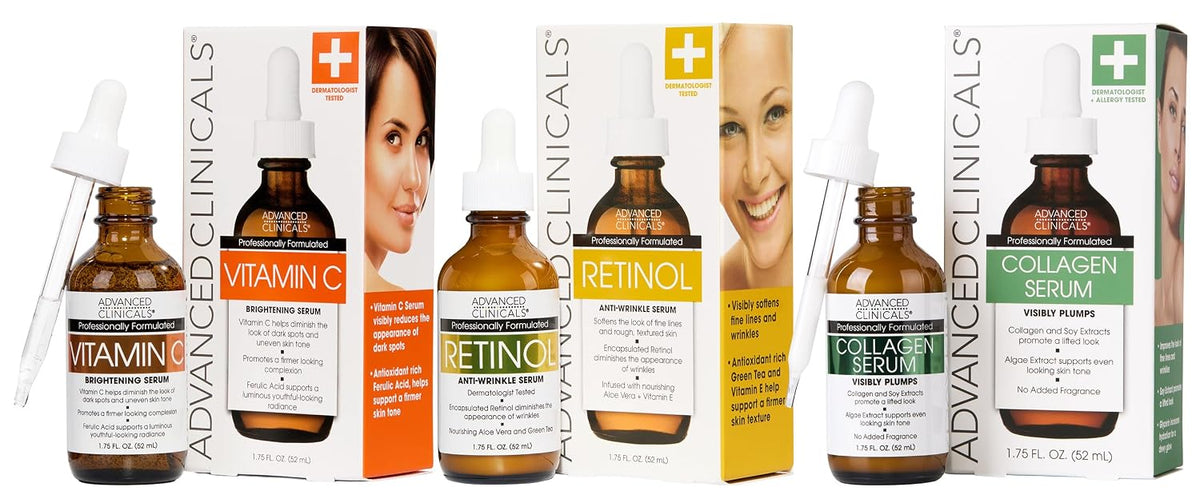 Advanced Clinicals - Suero de retinol para la cara, suero de coláge...