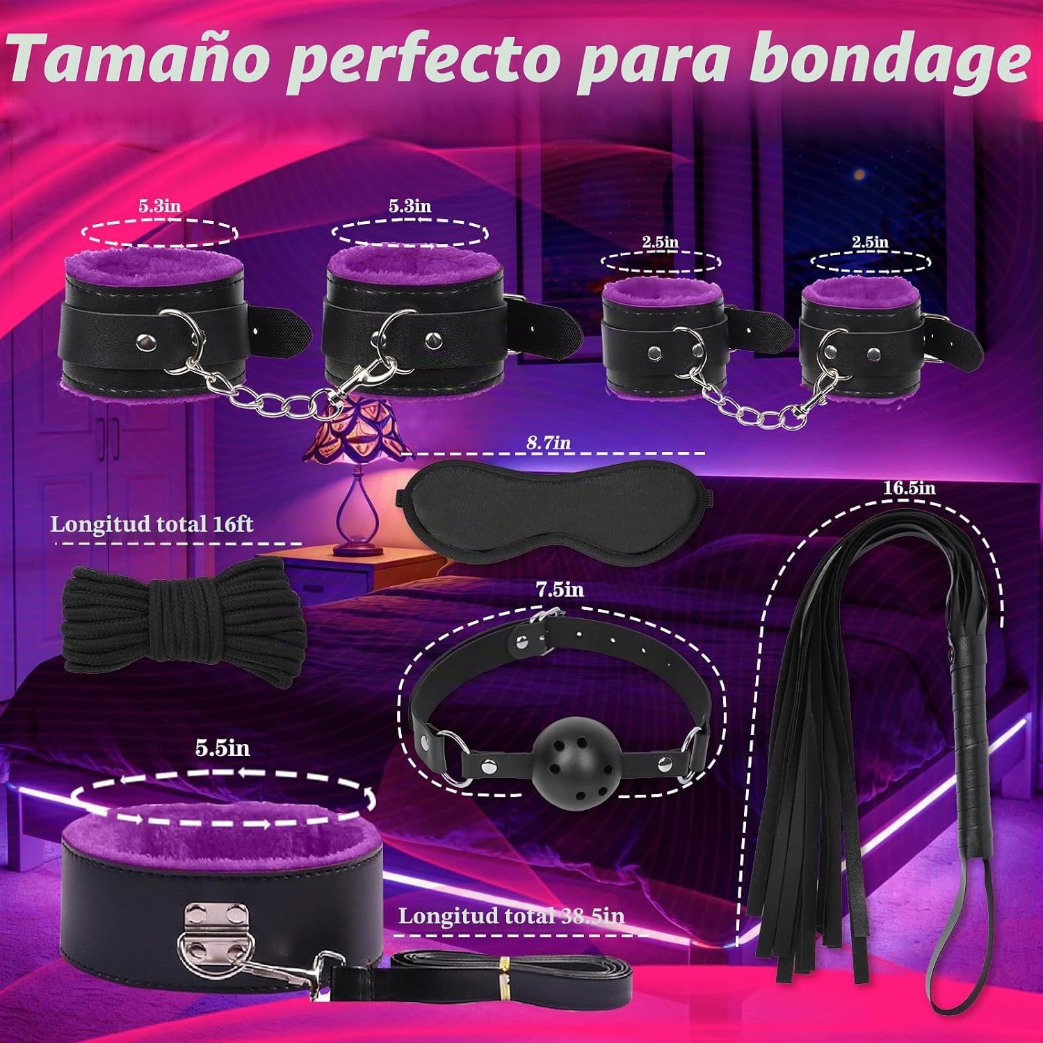 Kit de Bondage BDSM Juguetes Sexuales 8 Piezas Conjunto de Bondage...