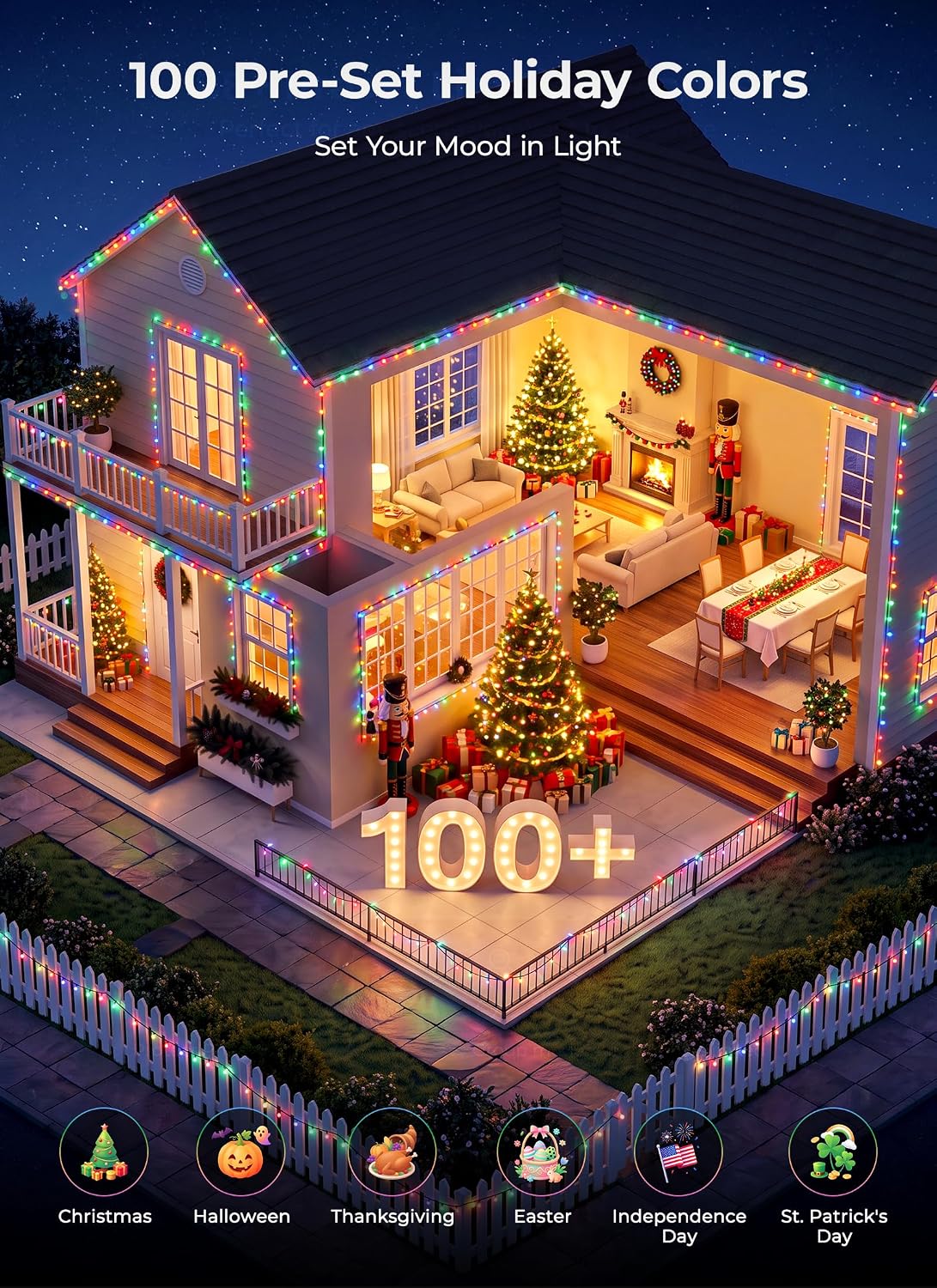 Minetom Luces inteligentes que cambian de color, Navidad, Halloween...