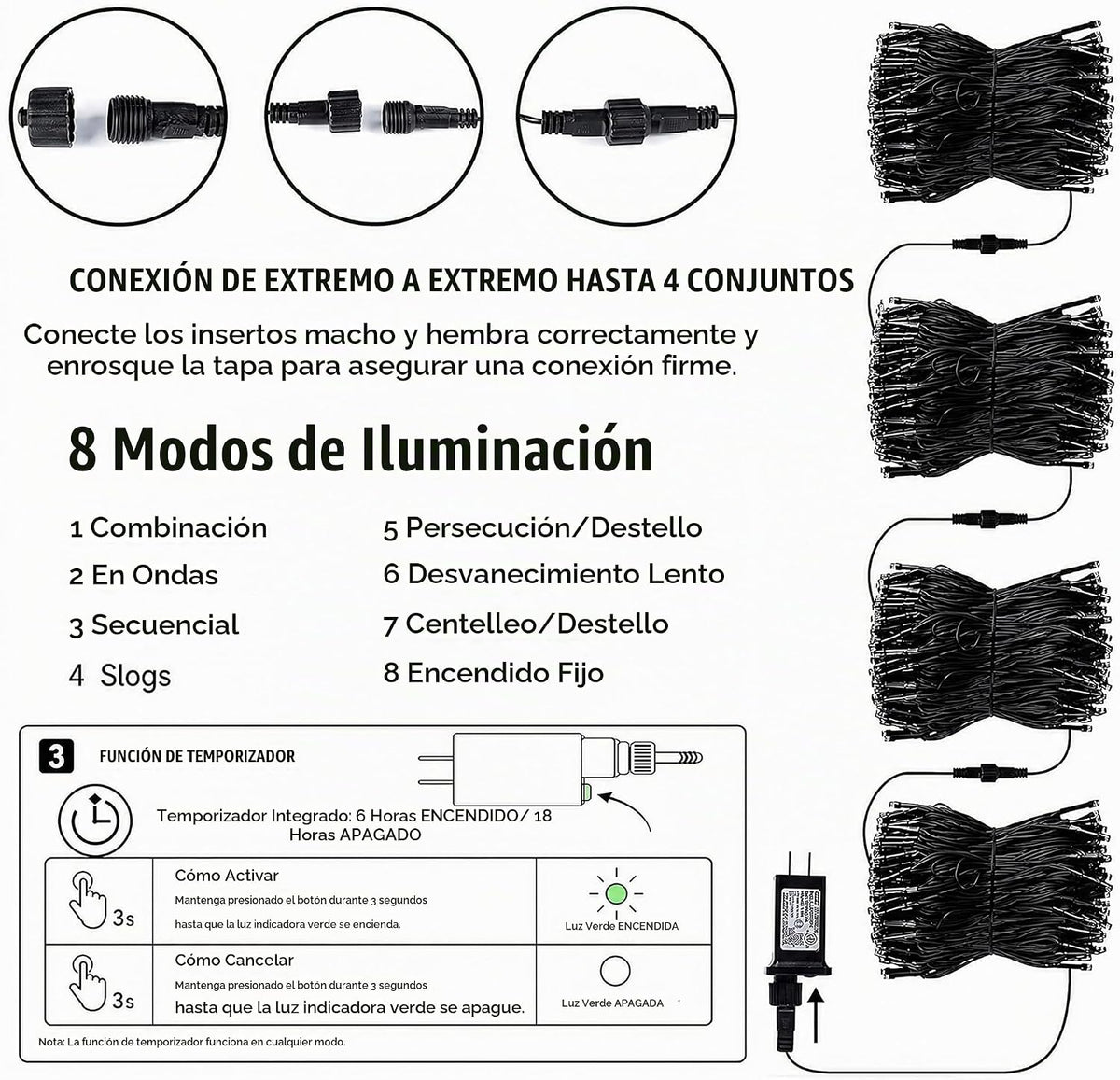 TW SHINE - Luces de Halloween, 200 luces LED de 66 pies para exteri...