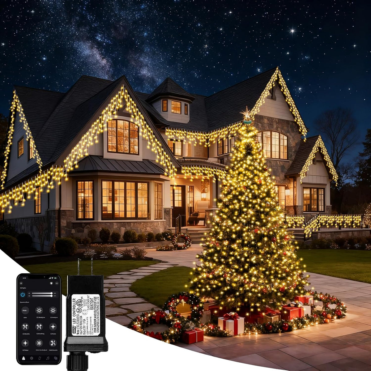 Janplay Luces inteligentes para árbol de Navidad, control por APP,...