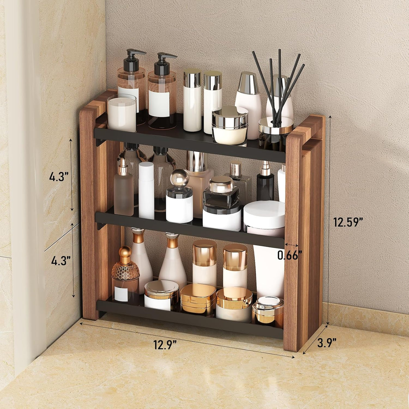 Cozynome Organizador de encimera de baño de 3 niveles, estante de b...