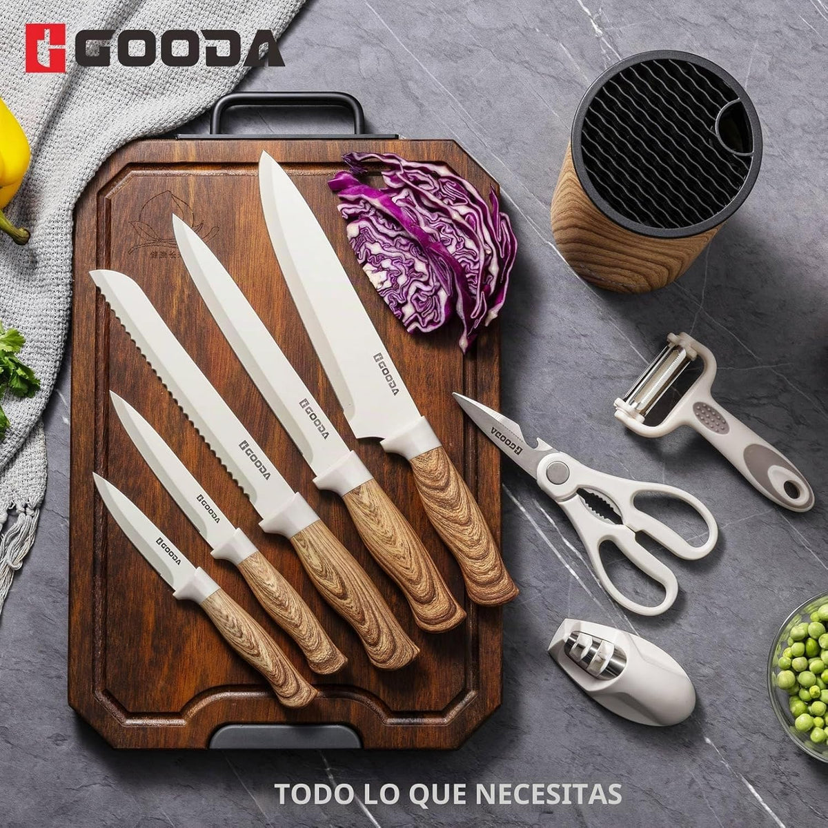 Juego de cuchillos, GOODA juego de 9 piezas de cuchillos de cocina...