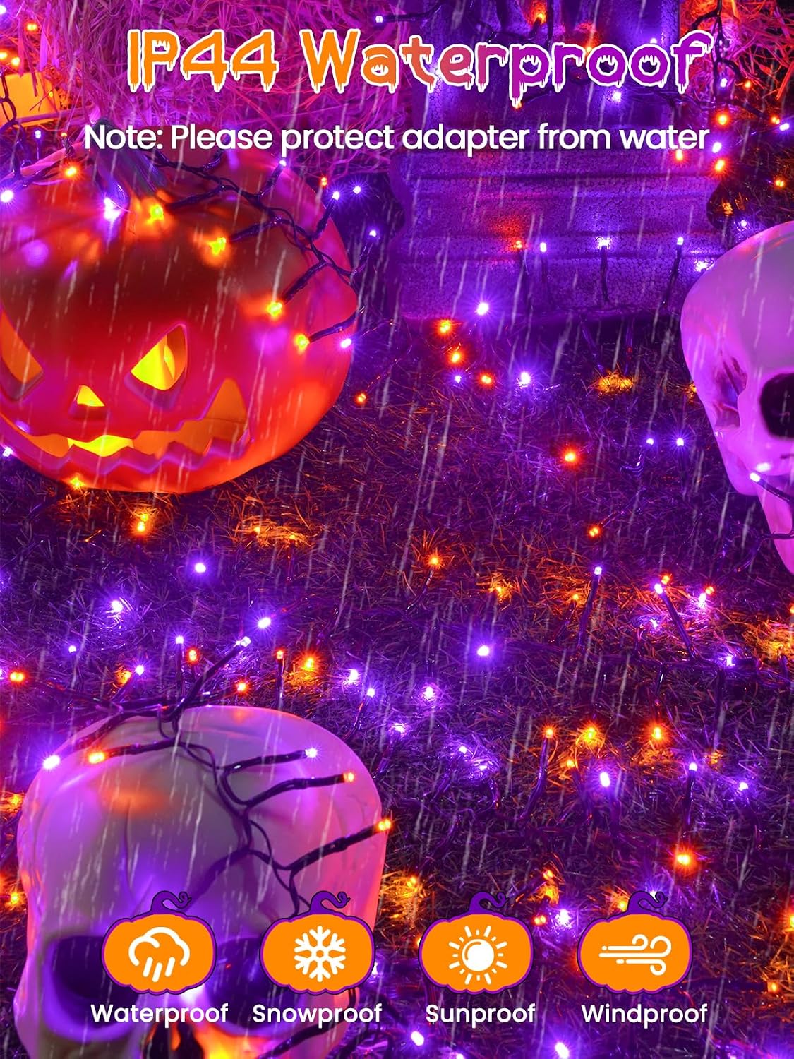 Guirnalda de luces de Halloween para exteriores, 25 pies, 500 luces...
