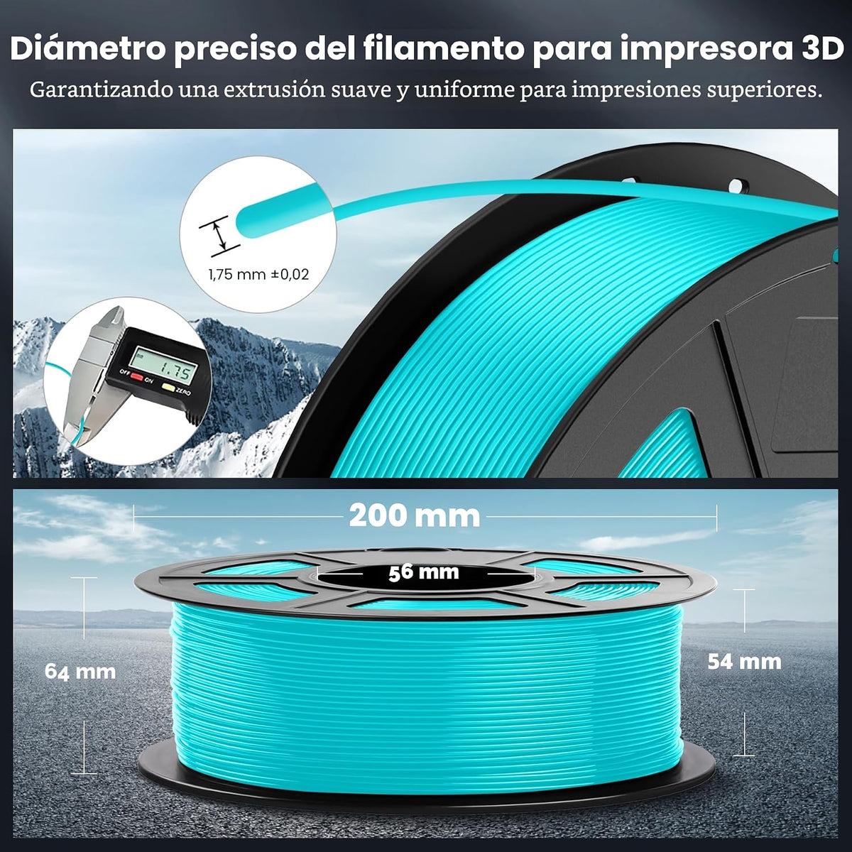 SUNLU Filamento PLA para impresora 3D, cian, 2.2 lbs | Filamento PL...
