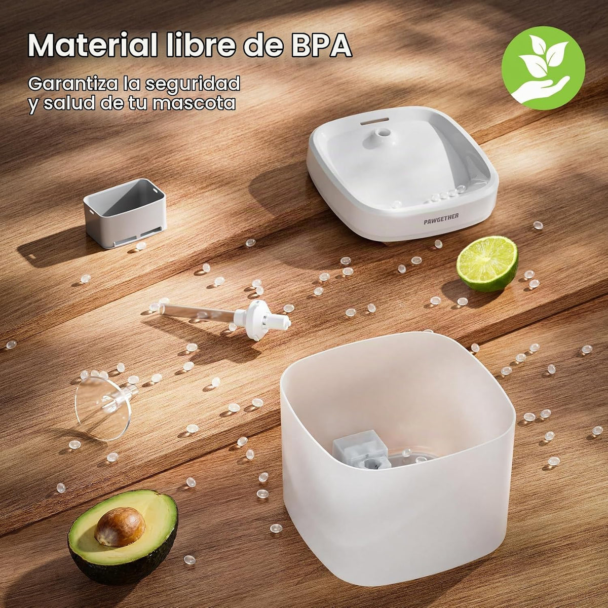 PAWGETHER® Fuente de agua para gatos con bomba inalámbrica de 51 oz...