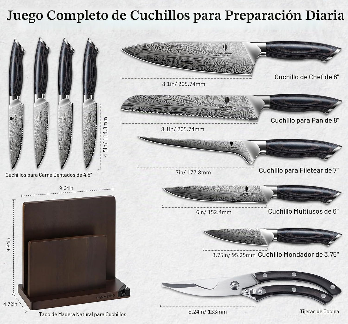 Juego de cuchillos de cocina de 11 piezas, juego de bloques de cuch...