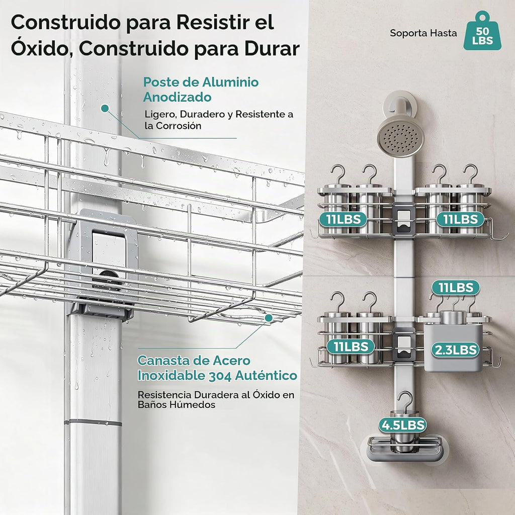 Carrito de ducha ajustable que cuelga sobre el cabezal de ducha, es...