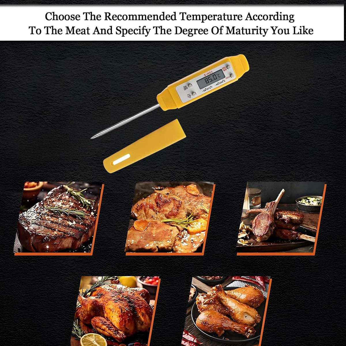 Ausenzup Termómetro para Carne - Termómetro Digital para Alimentos...