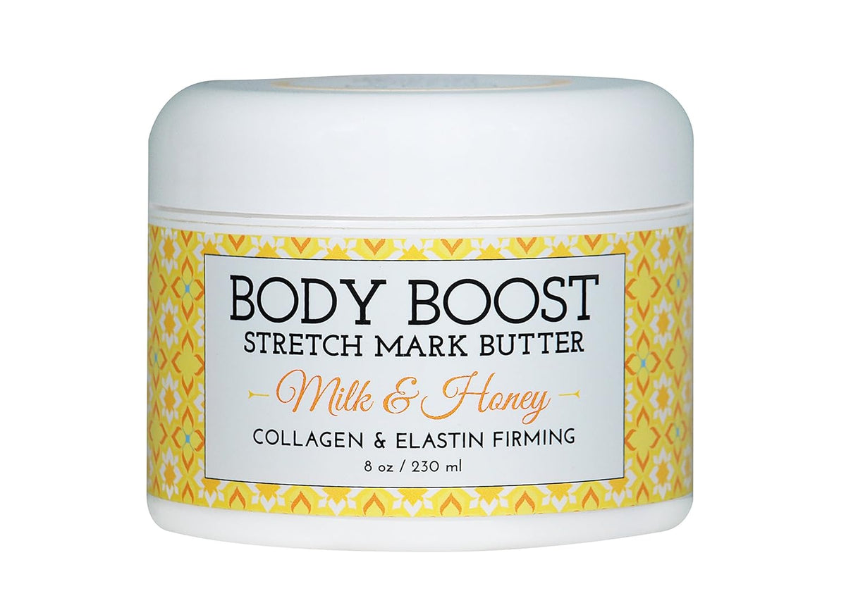 Body Boost Mantequilla de estrías de leche y miel, segura para el e...