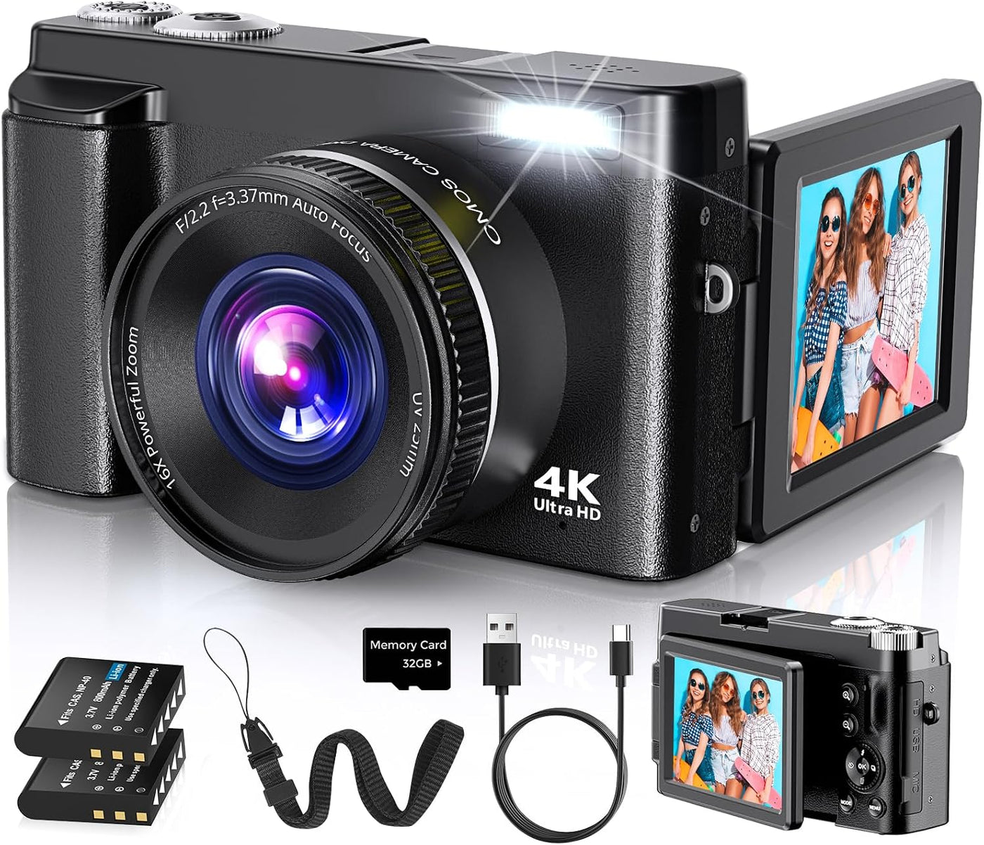 Duluvulu Cámara digital 4K para enfoque automático de fotografía, c...