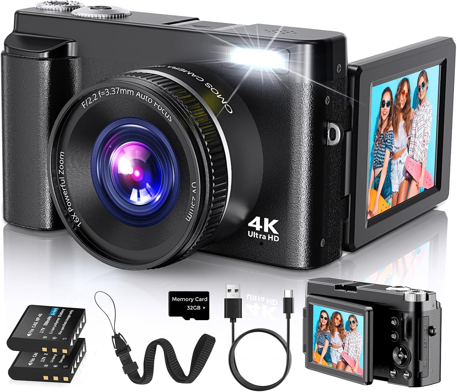 Duluvulu Cámara digital 4K para enfoque automático de fotografía, c...