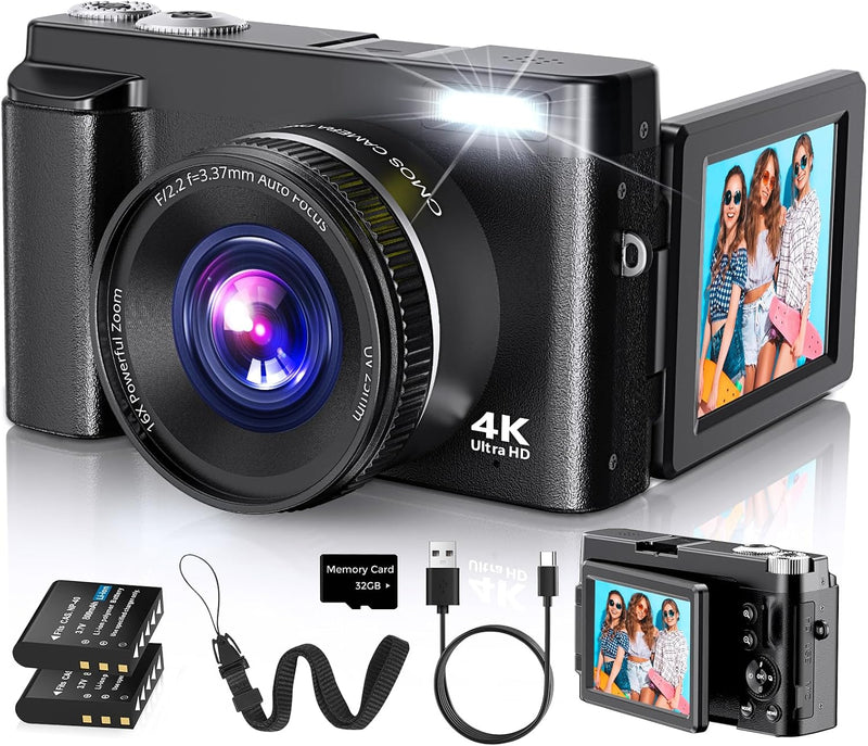 Duluvulu Cámara digital 4K para enfoque automático de fotografía, c...