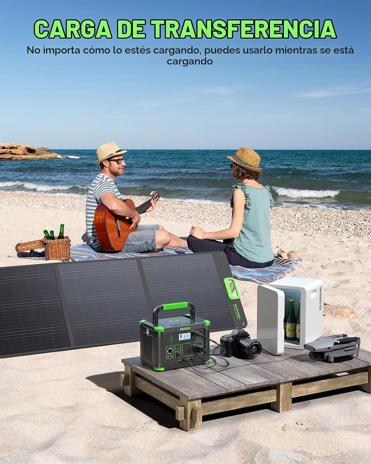 GRECELL 999Wh generador solar 1000W estación de energía portátil pa...