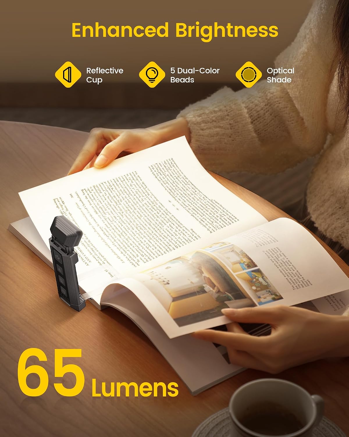 Glocusent Paquete de luces con clip extensible para libros
