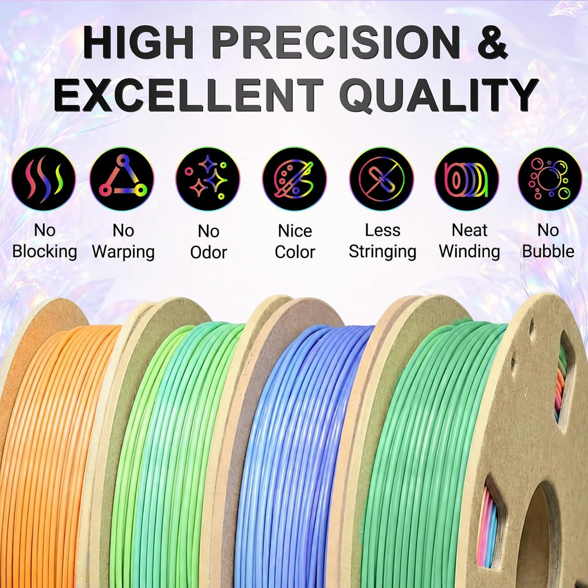 Frucindra Paquete de filamentos para impresora 3D de seda PLA+ tric...