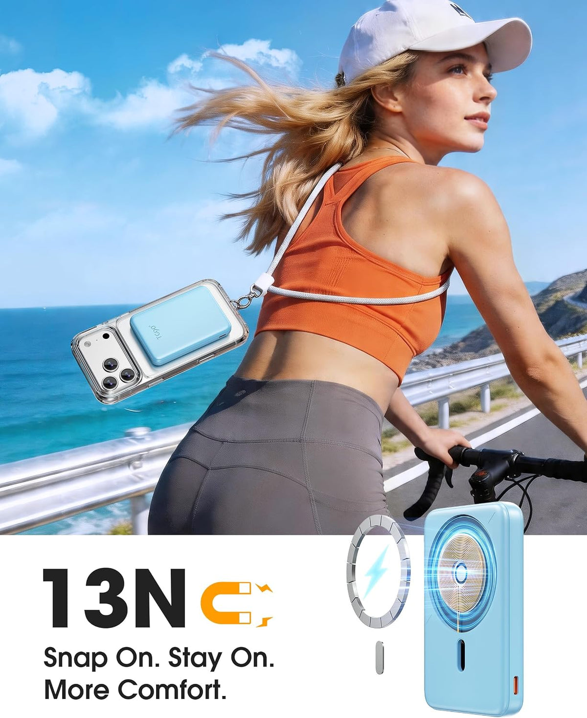 TG90° Mini banco de energía magnética,10,000mAh Magsafe cargador po...