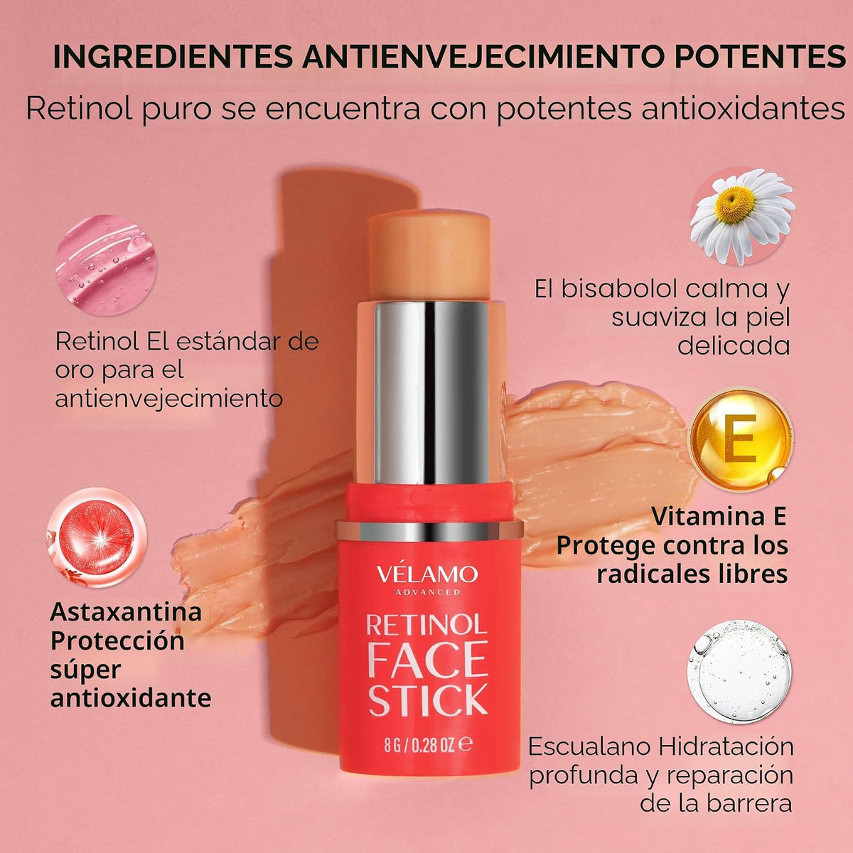 VELAMO ADVANCED Retinol Face Stick \u2013 Reduce las líneas finas,...