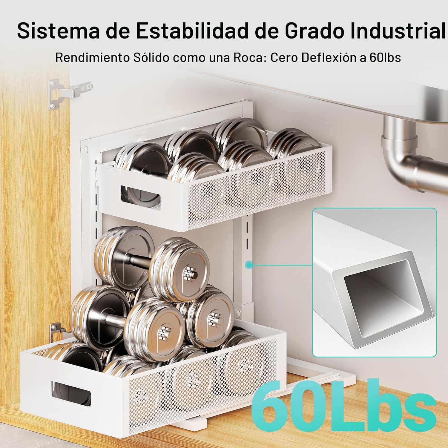 Organizador para debajo del fregadero, organizador de baño de 2 niv...