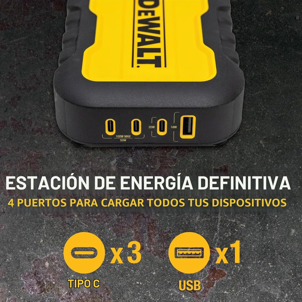 DEWALT Bloque de cargador USB C de 4 puertos de 100 W y banco de en...