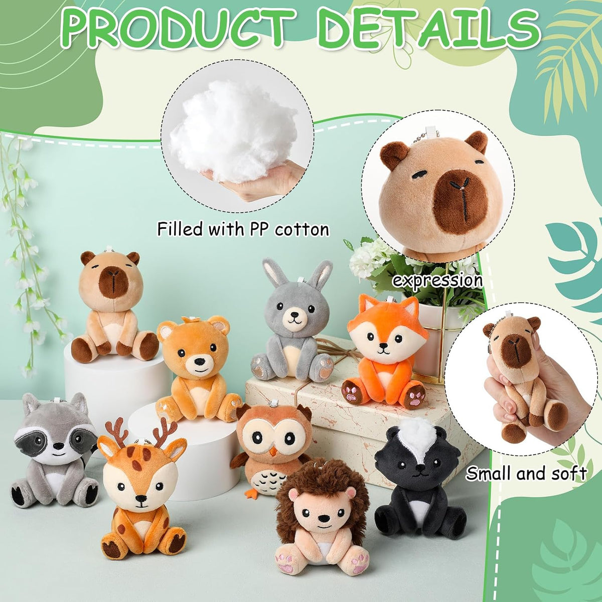 Aoriher - Juego de 9 animales de peluche de bosque a granel de 4 pu...