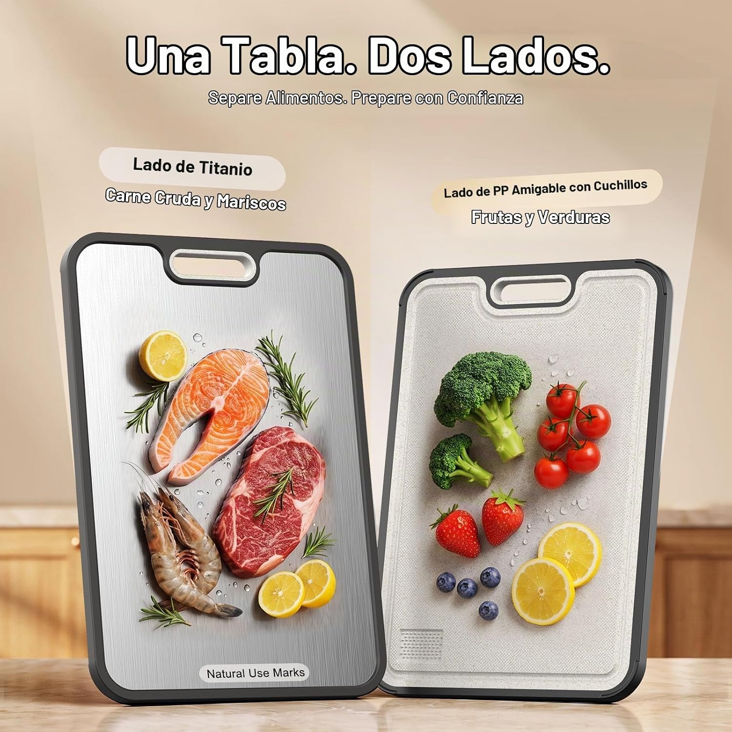 Tabla de cortar de titanio para cocina, superficie de titanio puro...