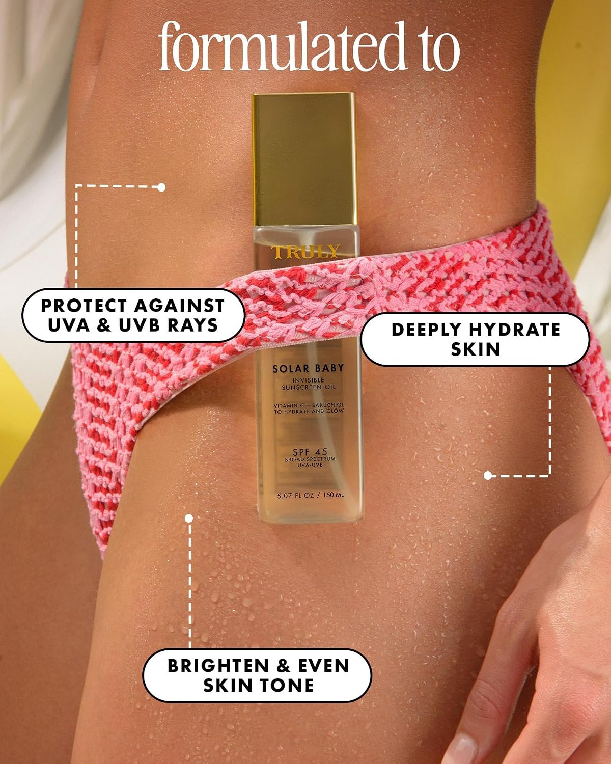 Truly Beauty Solar Baby SPF 45 Aceite de protección solar invisible...
