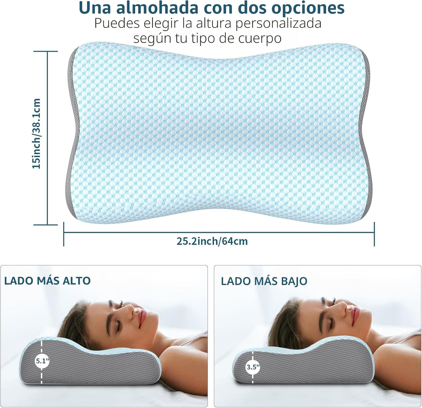 Almohada cervical de contorno de espuma viscoelástica para aliviar...