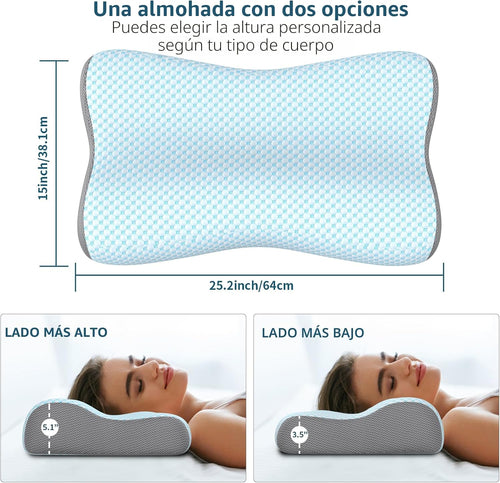 Almohada cervical de contorno de espuma viscoelástica para aliviar...